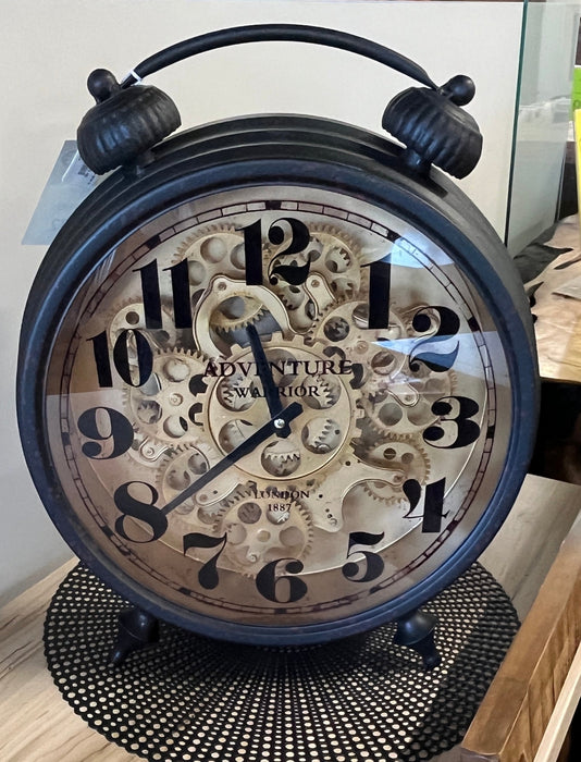 Black & Brass Gear Table Top Clock