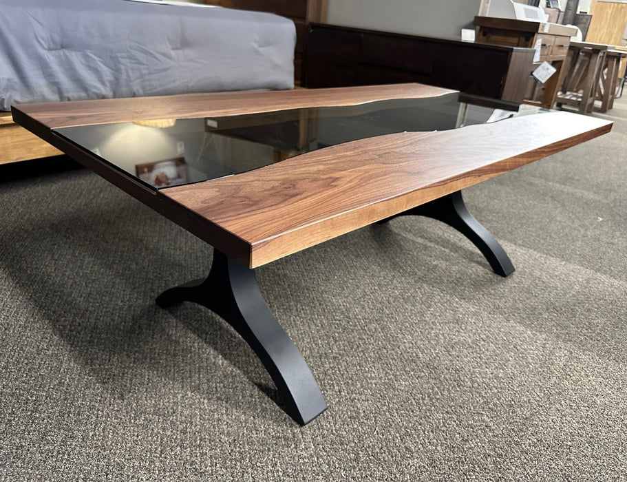 Evora Glass River Top Coffee Table in Natural Waterloo Walnut